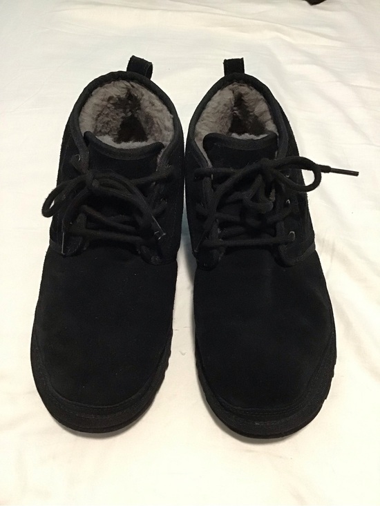 UGG Black Suede Lace-Up Shearling Ankle Shoes Size 11 main image 4